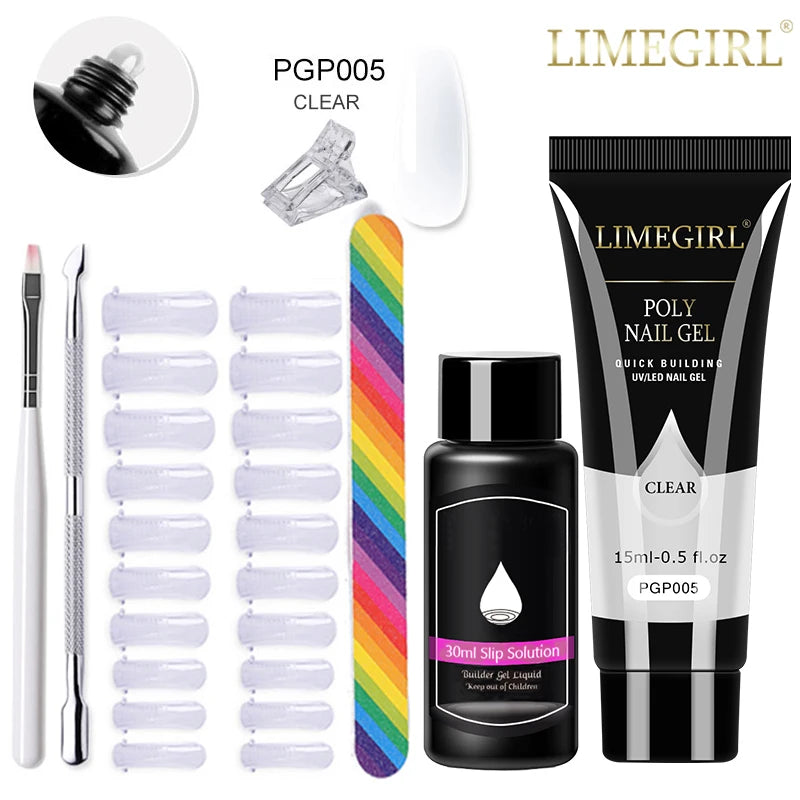 Limegirl Poly Nail UV Gel Set for Nails Quick Extension Building Soak Off UV Polys Nail Gel Kit Manicure Art  Decoration Tools