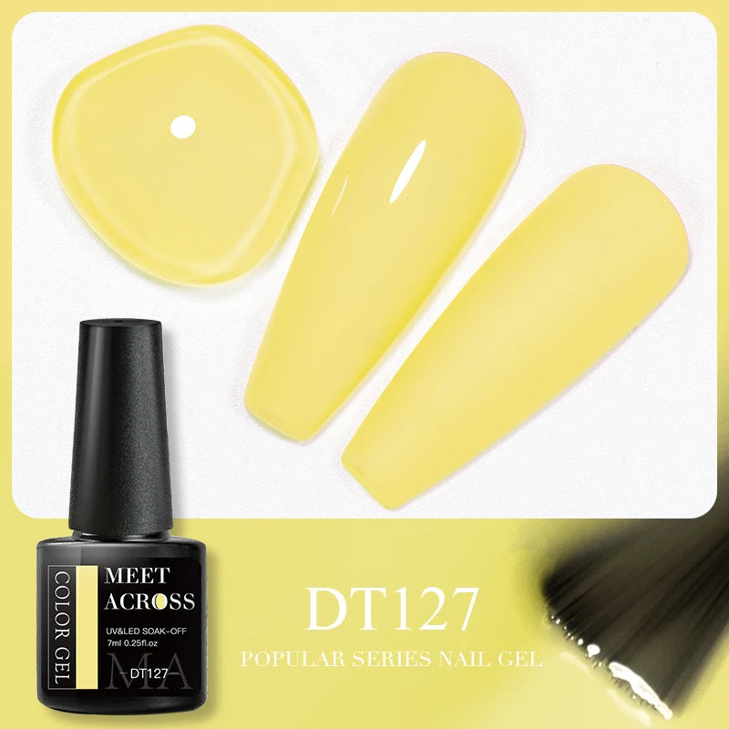 MEET ACROSS 7ml Reflective Glitter Gel Nail Polish Glitter Reflective Effect Semi Permanent UV LED Nail Art Gel Varnish Manicure