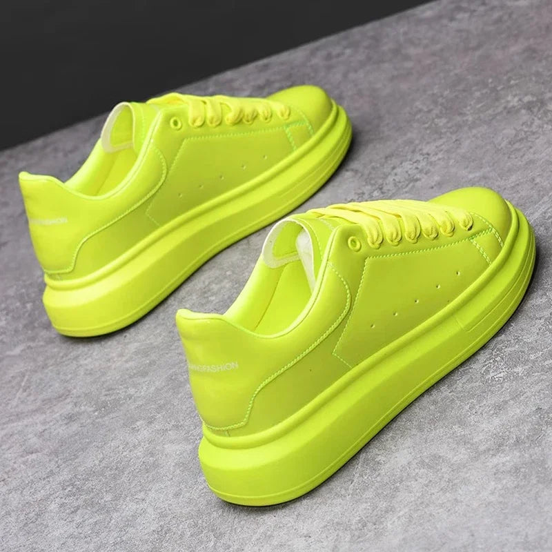 Brand Men's Shoes Black Glossy Casual Men Shoes White Fashion Couple