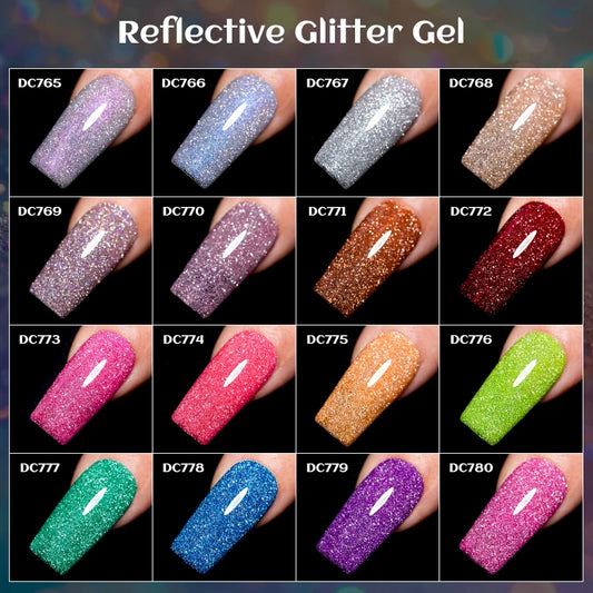 7ml Champagne Gold Sliver Reflective Nail Gel Polish Sparkling Shining Glitter Pink Red Nail Supplies Semi Permanent Gel Varnish
