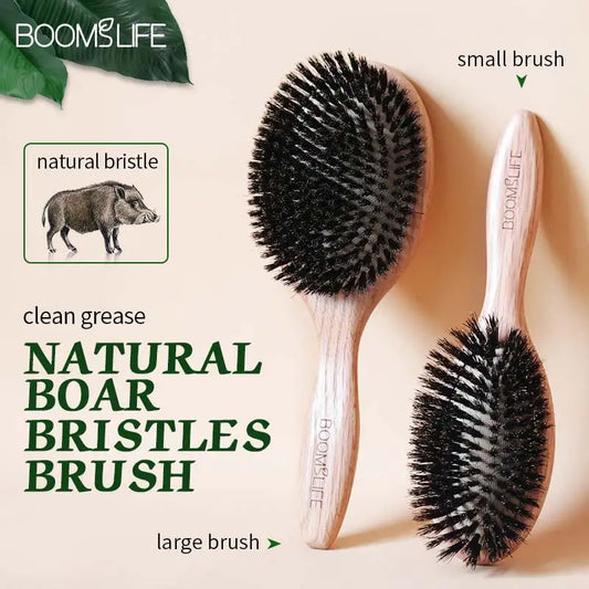BOOMSLIFE Boar Bristle Hair Brush Women Combs for Hair Wood HairBrush Detangle Straightener Brush Hair Comb Barber Accessories