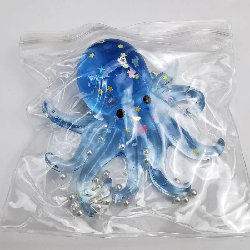 Glitter Octopus Taba Squishy Sugar Ball | Cute Animals Squeeze Fidget Sensory Toy