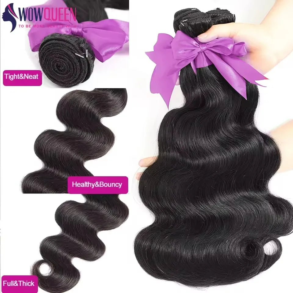 Malaysian Hair Bundles Body Wave 100% Human Hair Weave Raw Bundles 28 30 32 Inch Remy Hair Extensions Natural Black 1/3/4 Pcs