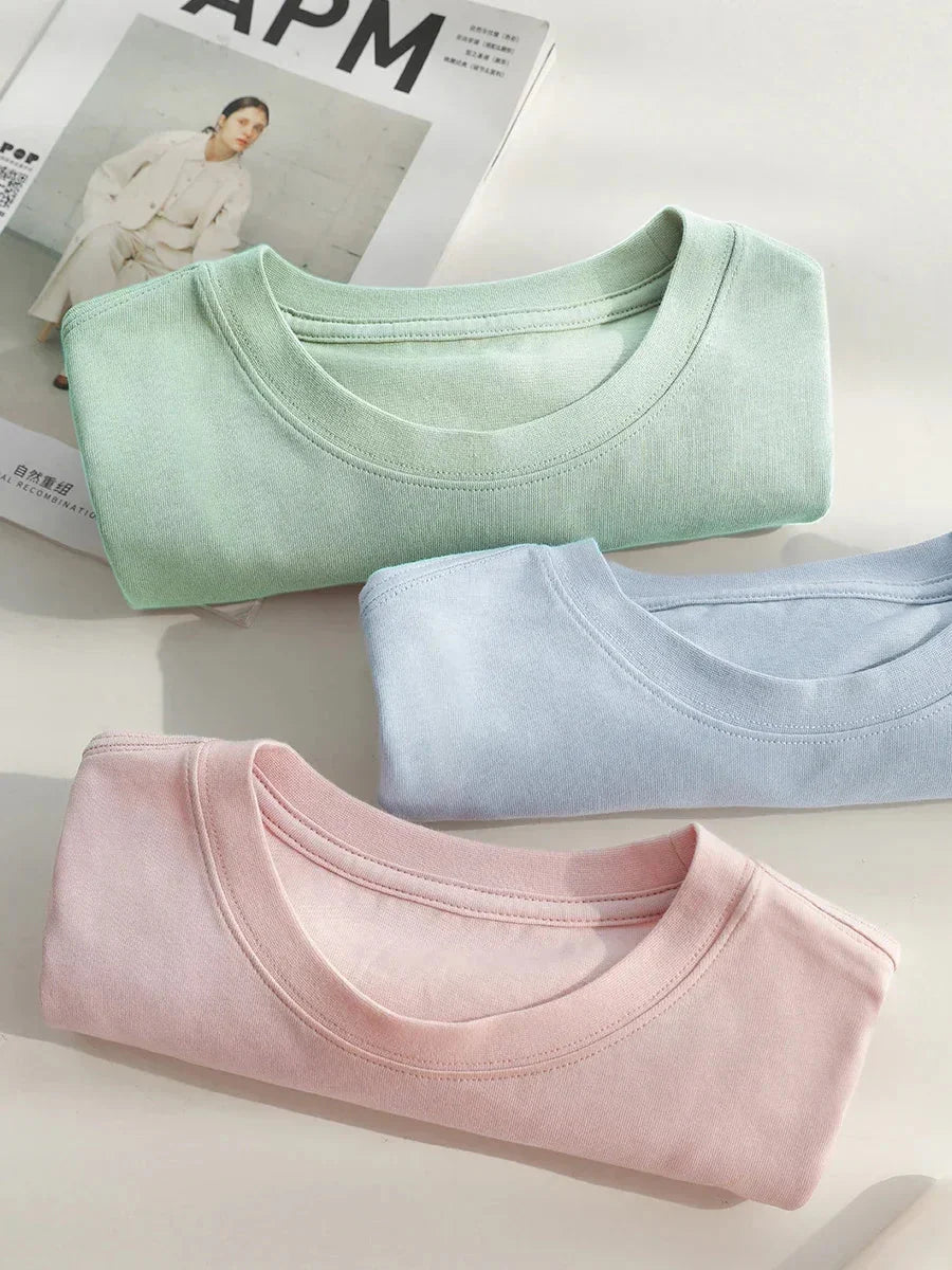 Basic O-Neck Tee Casual Solid Short Sleeve T-Shirt