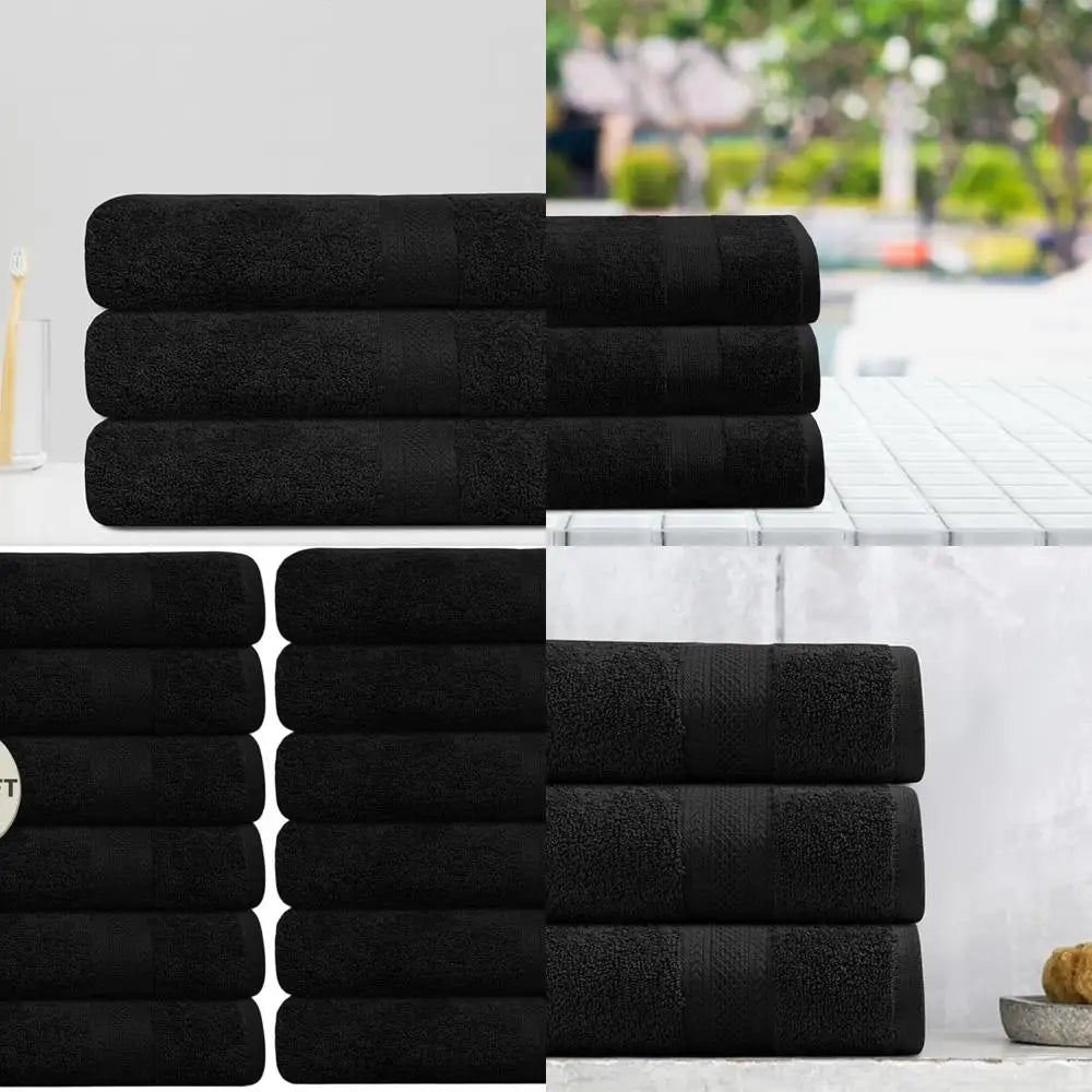 Set of 12 Premium Cotton Bath Towels - 24x50 - Fast Drying, Soft & Absorbent - Ideal for Home, Gym, Spa, Pool