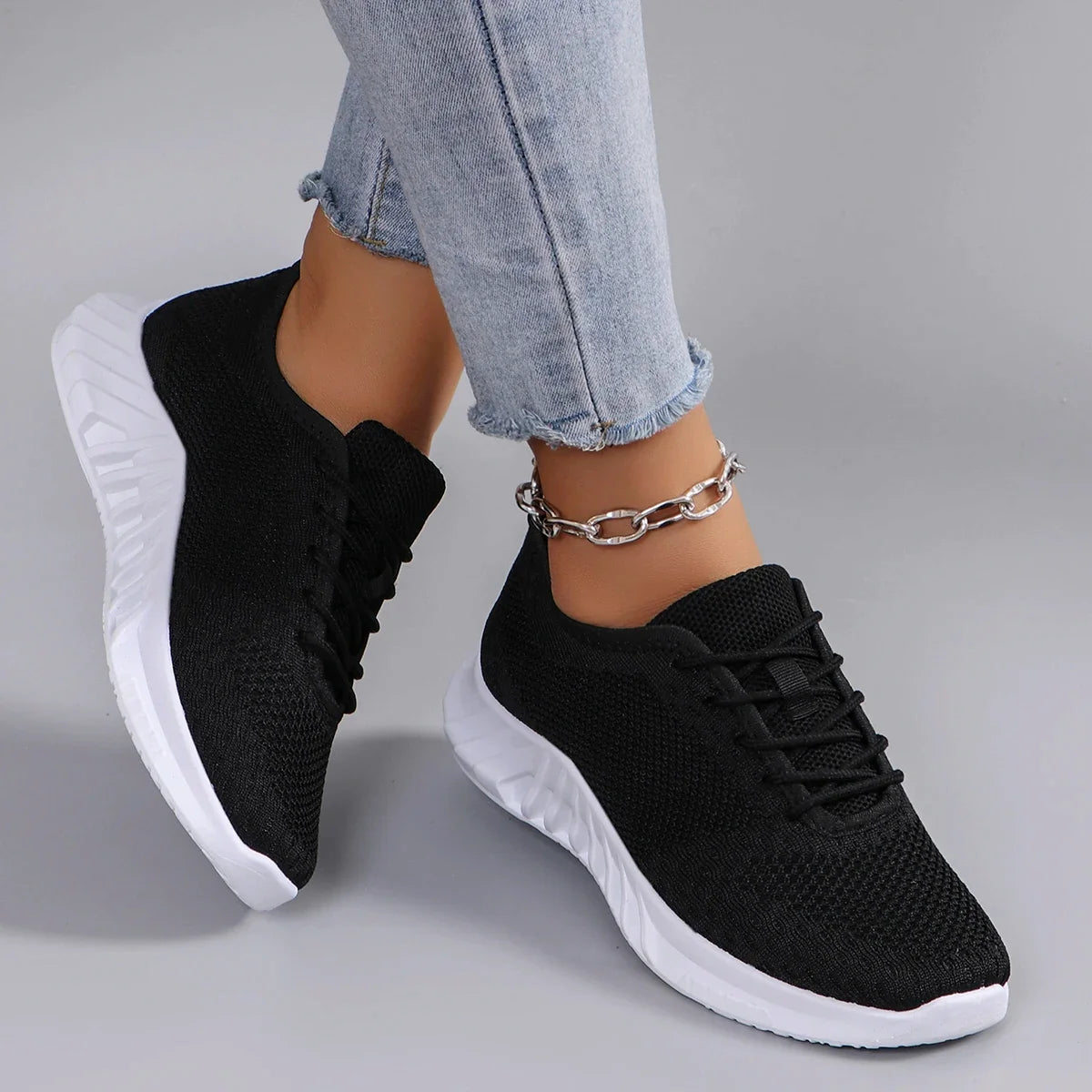 Spring new women's sports shoes, fashionable, breathable, lightweight, non-slip, wear-resistant, casual sports shoes, flat shoes