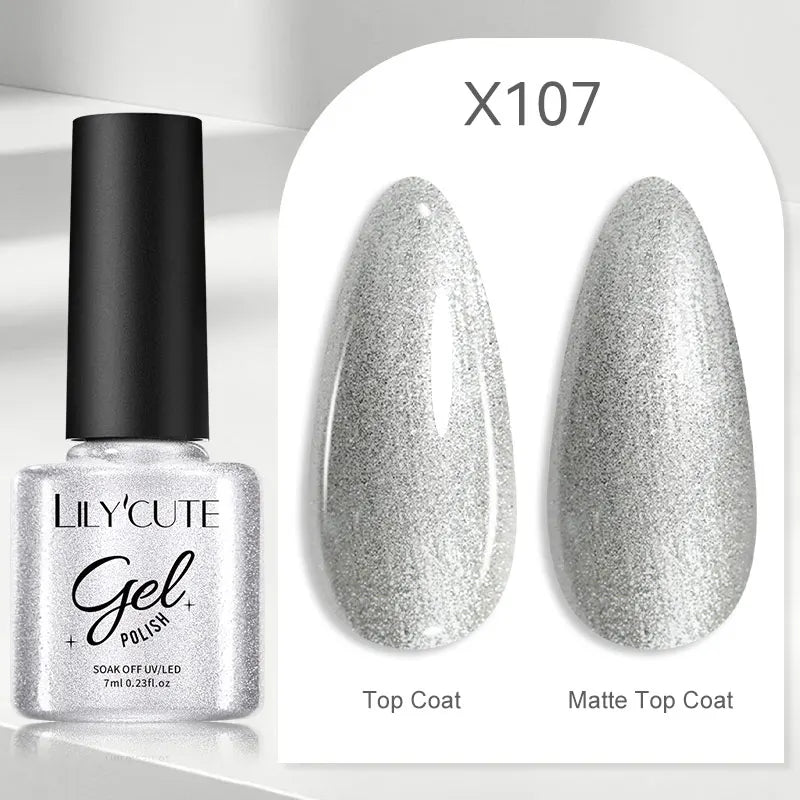 LILYCUTE 7ml Neon Reflective Nail Gel Polish Dark Flash Glitter Effect Fluorescent Gel Soak Off UV Gel Summer Nail Art Varnish