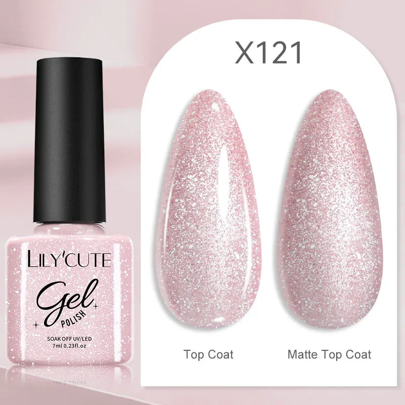 LILYCUTE 7ml Neon Reflective Nail Gel Polish Dark Flash Glitter Effect Fluorescent Gel Soak Off UV Gel Summer Nail Art Varnish