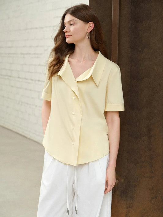 Plus Size Lapel Commuter Blouse