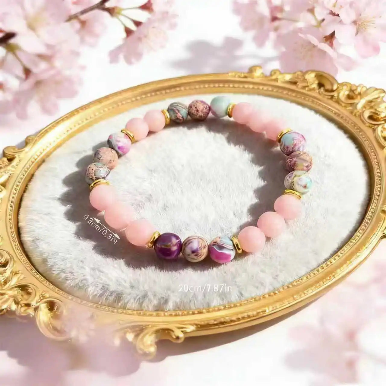 Colorful Imperial Jasper Rose Quartz Beaded Bracelet