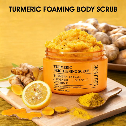 Turmeric Body Scrub - All-Natural Exfoliator for Body, Face, Hand & Foot, Gently Moisturizes & Brightens Skin for All Skin Types