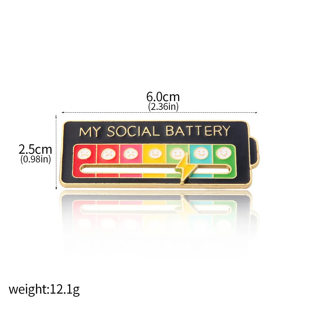 Mood Conversion Energy Brooch Can Slide My Social Energy Badge Expression Badge Men Women Pins for Backpacks Badges Metal Pines