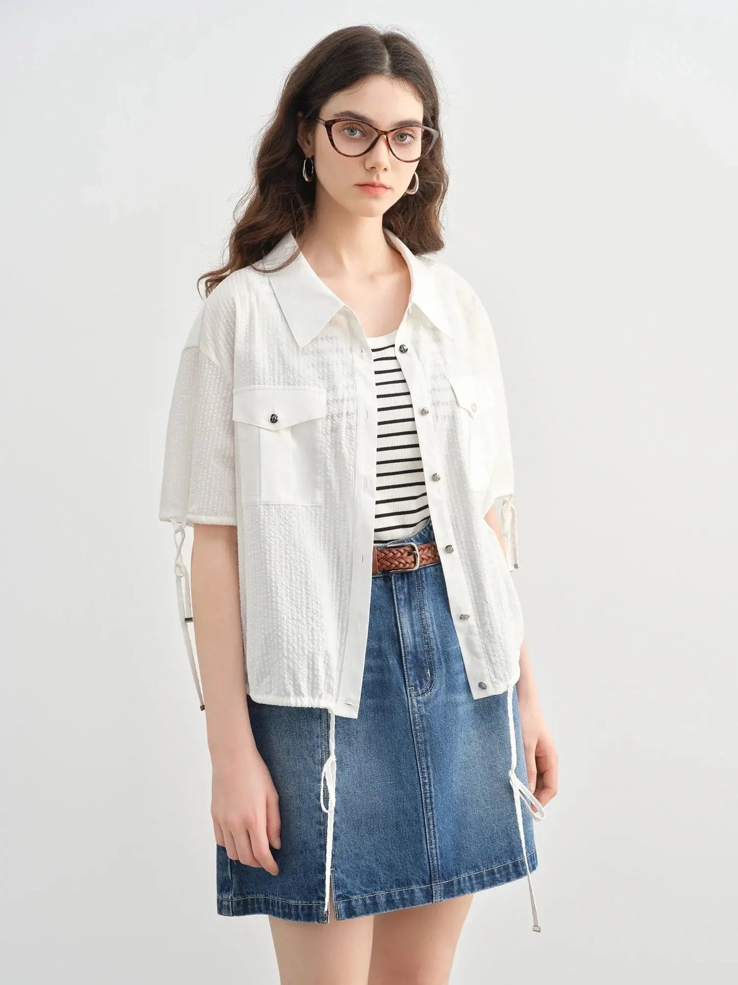 Quality Plus-Size Short-Sleeve Drawstring Shirt