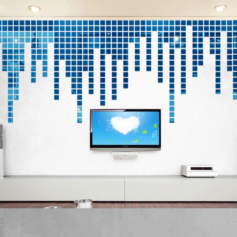 100pcs 2/3/4cm 3D Square Mirror Wall Stickers Self-adhesive Acrylic Mosaic Mirror Surface Tile DIY Wall Decals Room Home Decor