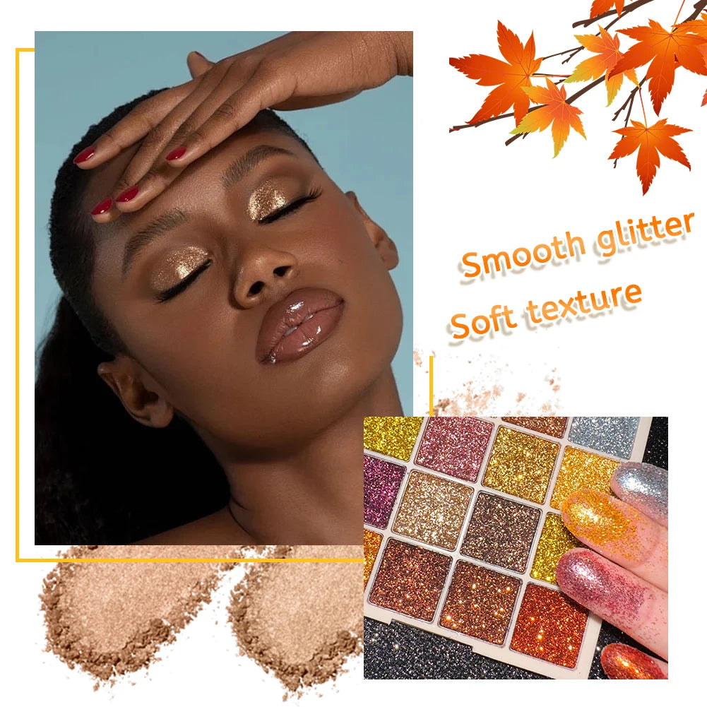 16 Colors Glitter Sequin eyeshadow Palette Diamond Shimmer Body Face Art Makeup Waterproof Skin Sequins Gloss Eyeshadow Palette