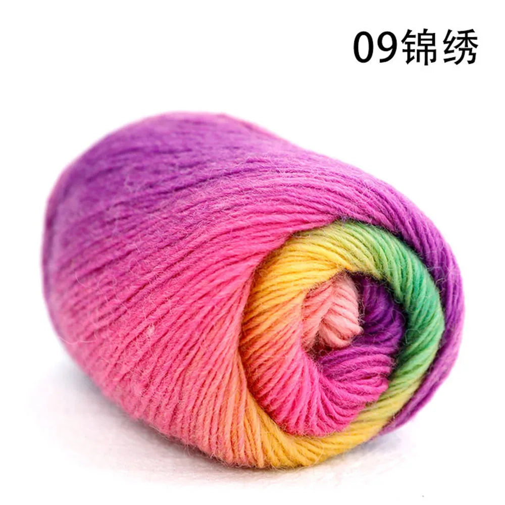 50g/Ball Multicolor Self-Striping 100% Wool Yarn Chunky Knitting for Women Scarves Cape Making Gift Idea Handmade Craft Supplies