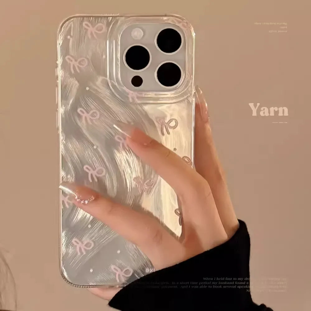 Luxury Laser Silver Bow Phone Case