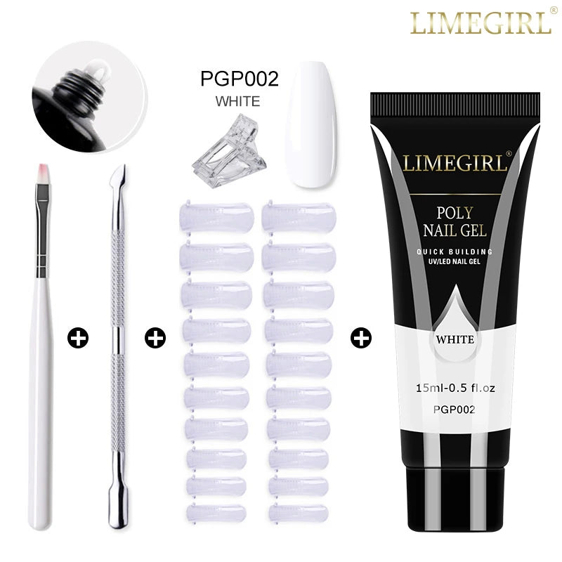 Limegirl Poly Nail UV Gel Set for Nails Quick Extension Building Soak Off UV Polys Nail Gel Kit Manicure Art  Decoration Tools