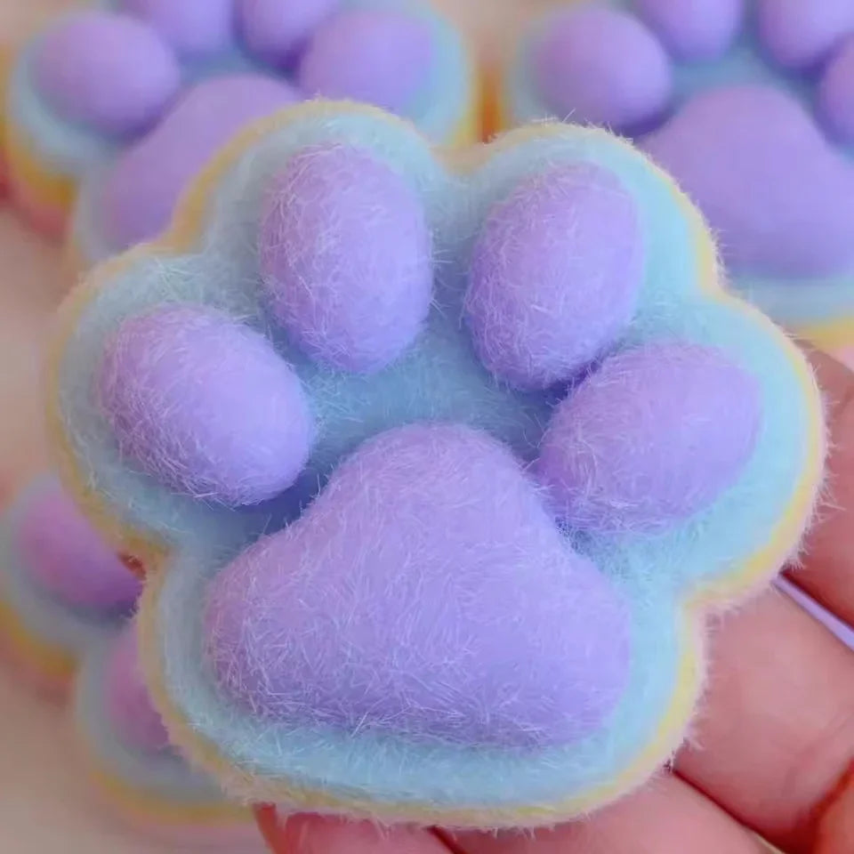 Rainbow Cat Paw Squishy Toy | Three Color Slow Rebound Stress Relief Fidget Toy