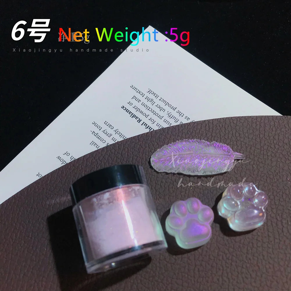 5g Laser Holographic Bulk Glitter Nail Shining Sparkly Pigment Loose Fine Glitter Reflective Gel Polish Accessories Nail Powder