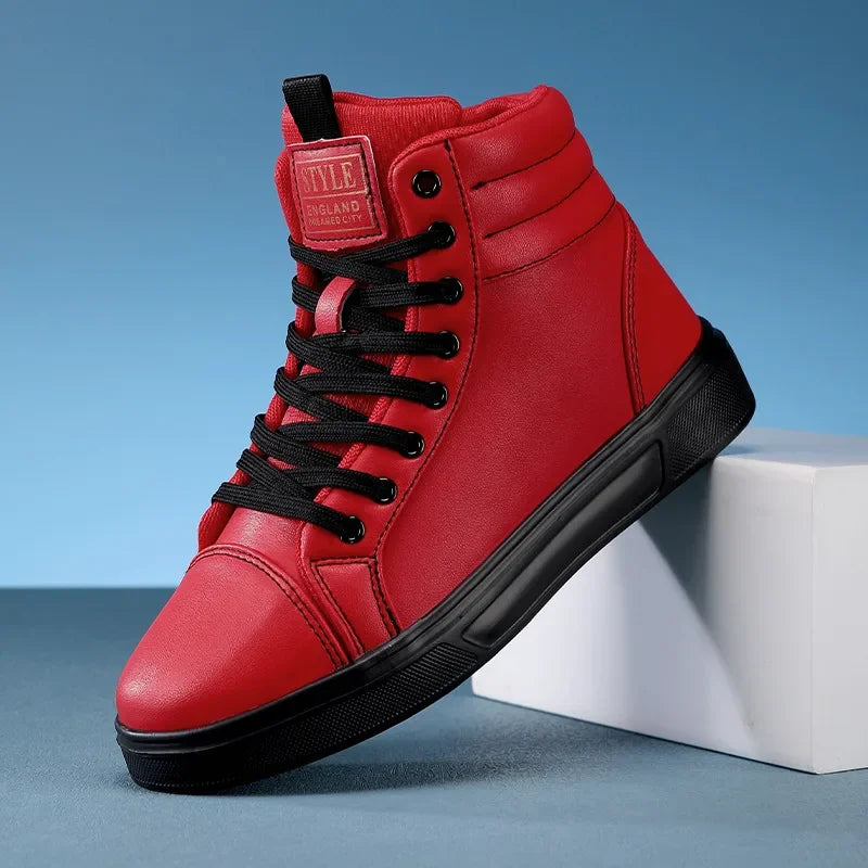Spring Fashion Red Men's Sneakers High Top Skateboarding Shoes for