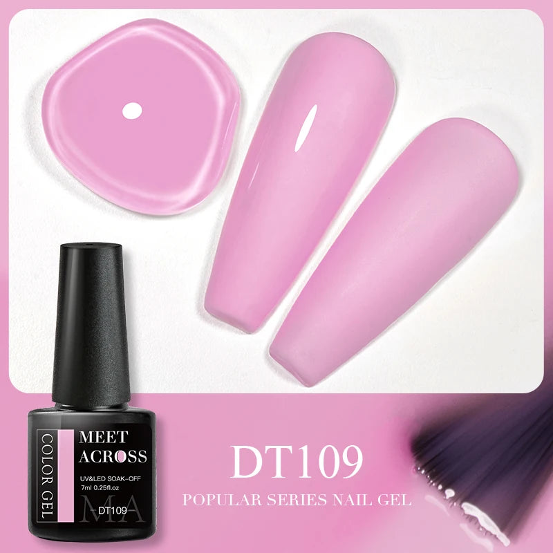 MEET ACROSS 7ml Reflective Glitter Gel Nail Polish Glitter Reflective Effect Semi Permanent UV LED Nail Art Gel Varnish Manicure