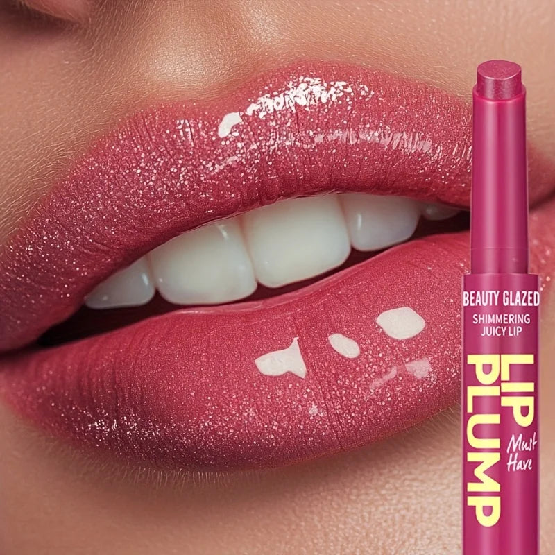 Shimmer Moisturizing Gloss Lipstick Pen Press-On Style Glossy Lip Care Cosmetics Dewy Lipstick 2in 1 Nourishing And Long Lasting