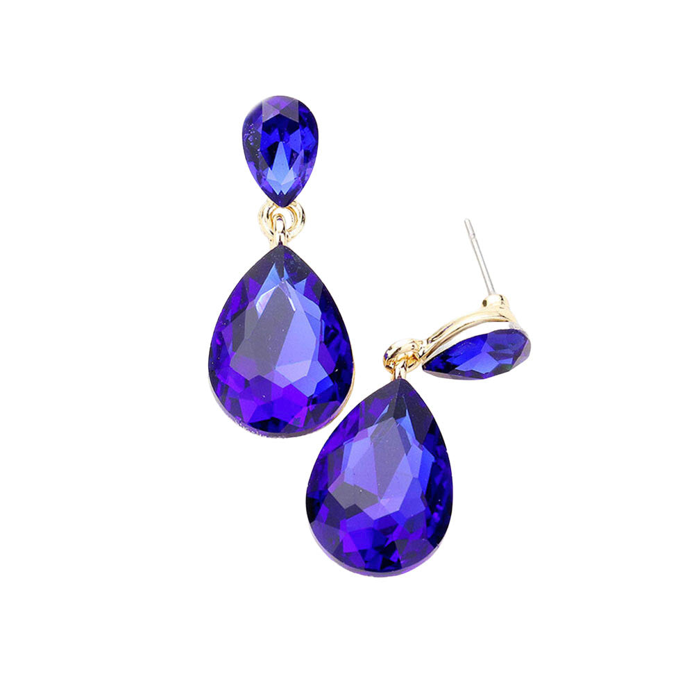 Glass Crystal Teardrop Dangle Earrings
