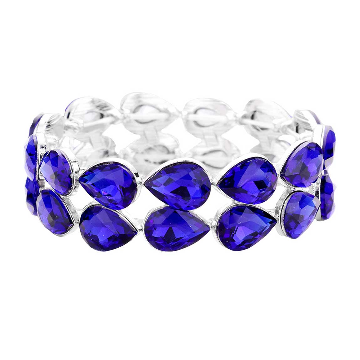Glass Crystal Teardrop Stretch Evening Bracelet