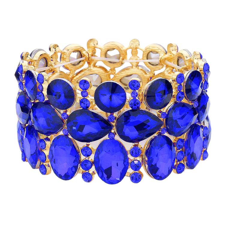 Multi Stone Cluster Evening Stretch Bracelet
