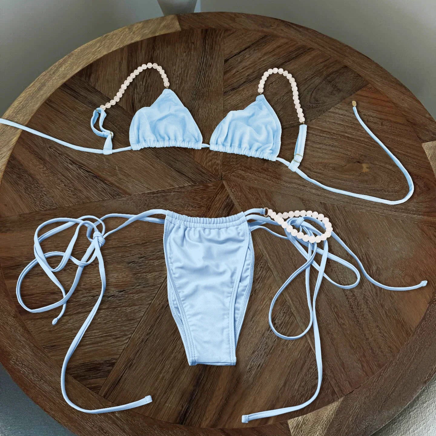Beads Bikini 2025 Sexy Women Swimsuit Female Swimwear Micro Bikini Set Bandeau Swimming Suit Beachwear Pink Brazilian Biquini