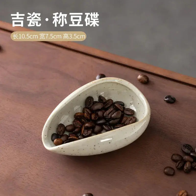 Ceramic Coffee Bean Dosing Cup Tray - Pottery Espresso Scoop for Precision Coffee Brewing-6