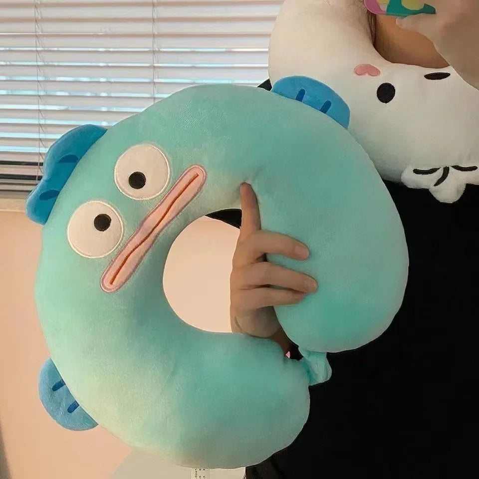 Sanrio Cute U-shaped Neck Pillow Hello Kitty Purin Pochacco Portable Nap Pillow Perfect for Neck Support Kuromi Plush Toy
