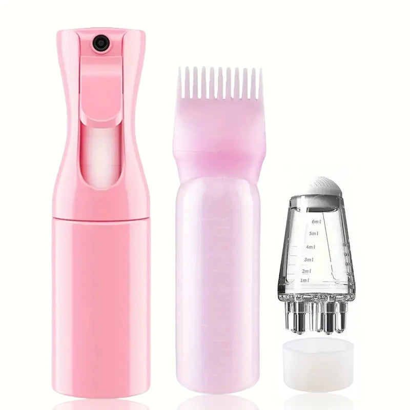 3pcs Care Tool Set Hair Growth Essential Oil Applicator Bottle&1ml Scalp Massage Comb Spray Bottle- Anti-Loss for All Hair Types