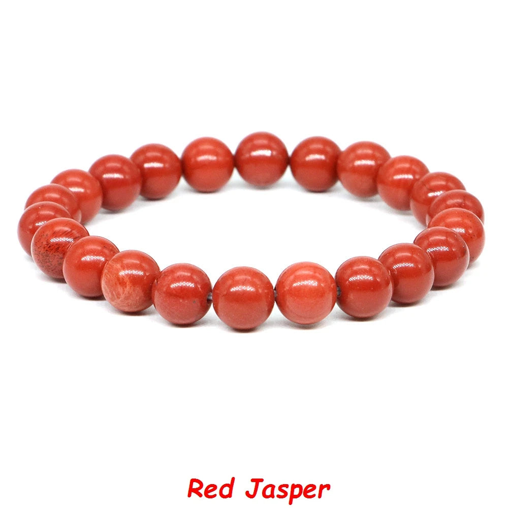 Natural Stone Bracelet Healing Crystal Amethyst Quartz Agate Round Loose Bead Elastic Stretch Bangle For Women Men Jewelry Gifts