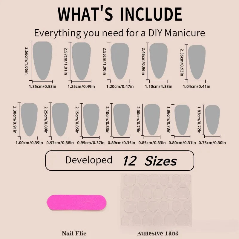 24PCS Press on Nails Short Almond Medium Fake False Nails With Glue Acrylic Nail Art Nails for Women Girls Gradient Almond Nude
