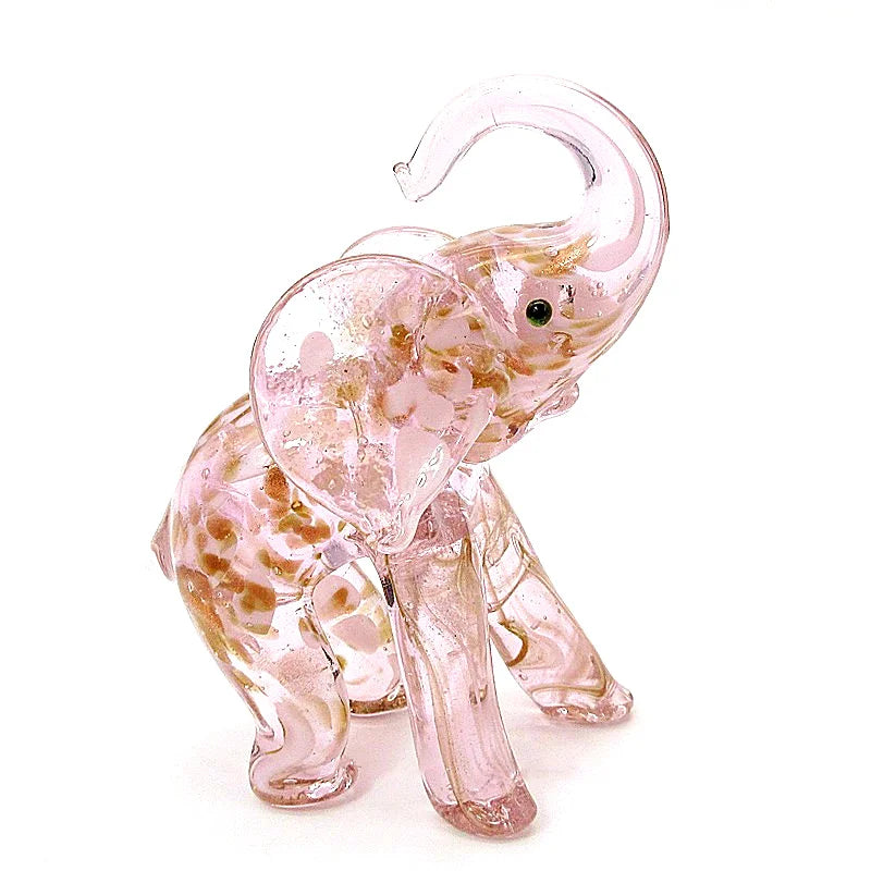 Pink Glass Elephant Art Figurine Ornaments European Style High Grade Gifts Home Decor Cute Handmade Animals Small Statues