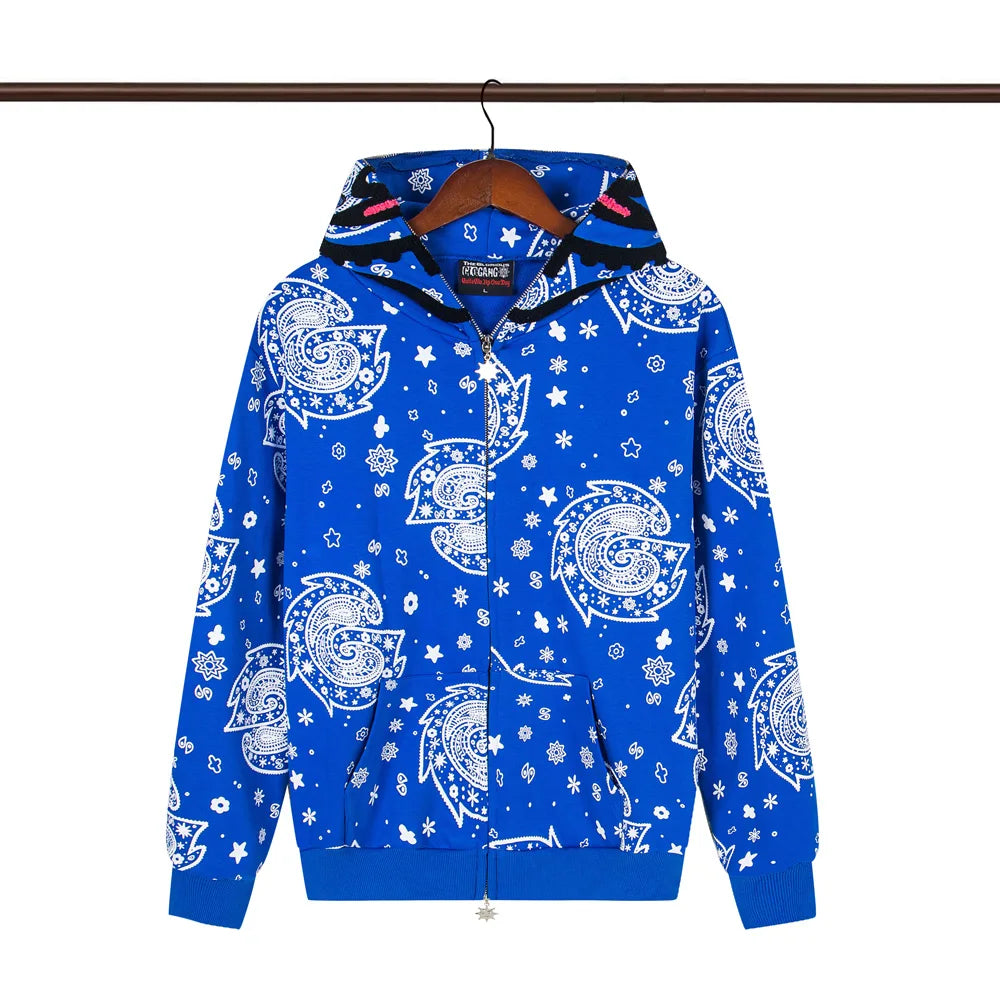 Glo Gang Eroded Glo Thermal embroidery printing Hoodie Men Women High Quality Oversized black full zip Hooded