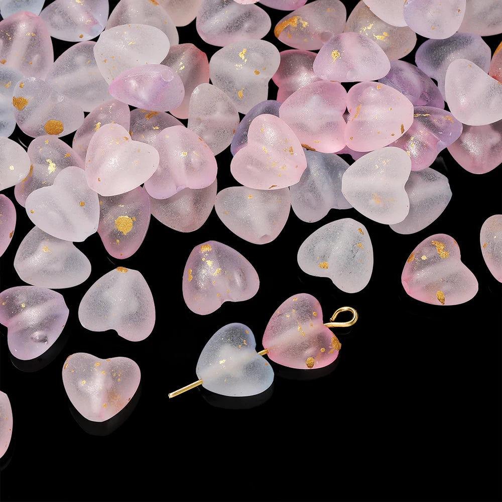 50pcs/lot Acrylic Heart Beads Gradient AB Color Large Crystal Loose Spacer Beads for Necklace Bracelet Pendant Jewelry Making