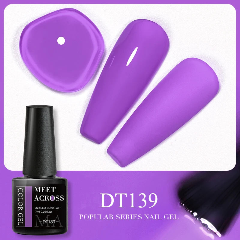 MEET ACROSS 7ml Reflective Glitter Gel Nail Polish Glitter Reflective Effect Semi Permanent UV LED Nail Art Gel Varnish Manicure