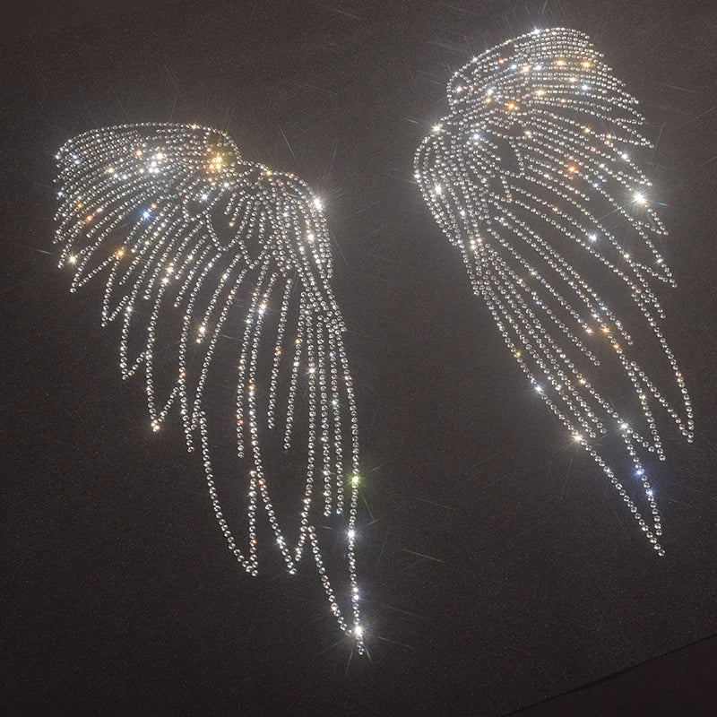 Sparkling Angel Wing Rhinestone Iron-On Transfers for Apparel, Bags & Home Decor – Glitter Heat Transfer Patches DIY Embellishment