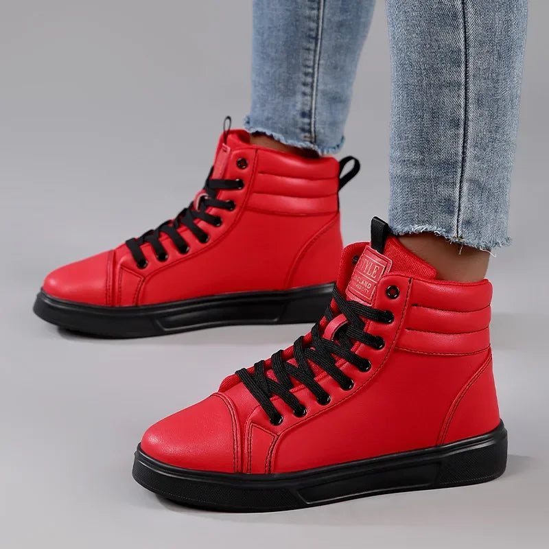 Spring Fashion Red Men's Sneakers High Top Skateboarding Shoes for