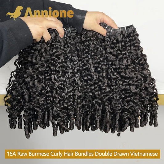 3PCS 20inches 16A Burmese Curly Hair Bundles 100% Vietnamese Raw Human Hair Bundles Unprocessed Double Drawn Hair Extensions