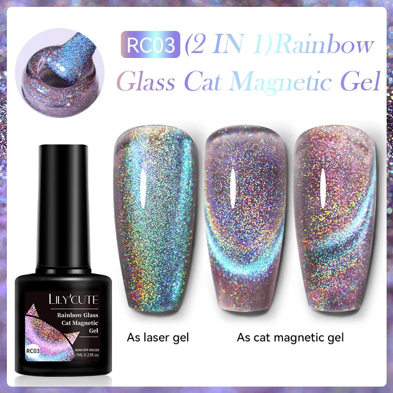 LILYCUTE 7ml Reflective Glitter Cat Magnetic Gel Nail Polish Semi permanent Soak Off UV LED Varnish Nail Supplies