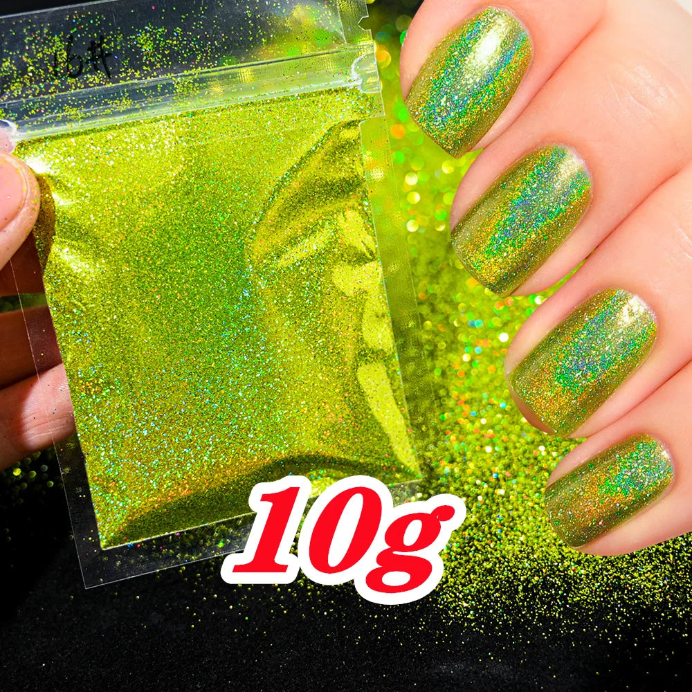 10g Holographic Laser Christmas Red Glitter Powder 0.2mm Rainbow Sparkly Red HOLO Powder 3D Dazzling Glitter Manicure Powder