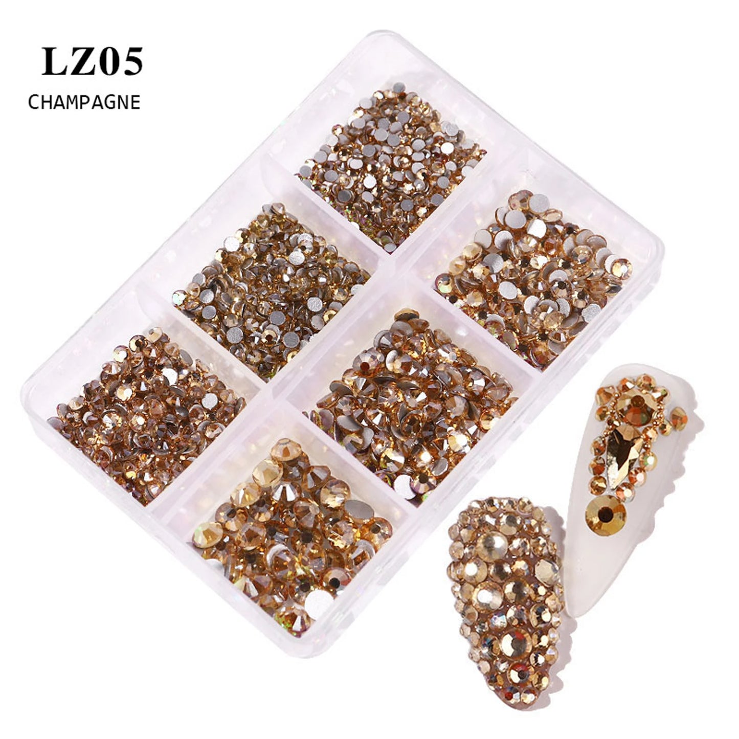 6Grids Kit Nail Decoration Mix Size Nail Diamond Flatback Rhinestone Glue Strass Diy Bling Stickers Skin Non Hotfix Crystals