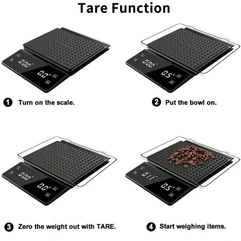 Display Digital High Precision Coffee Kitchen Scale Rechargeable Auto Timer-4