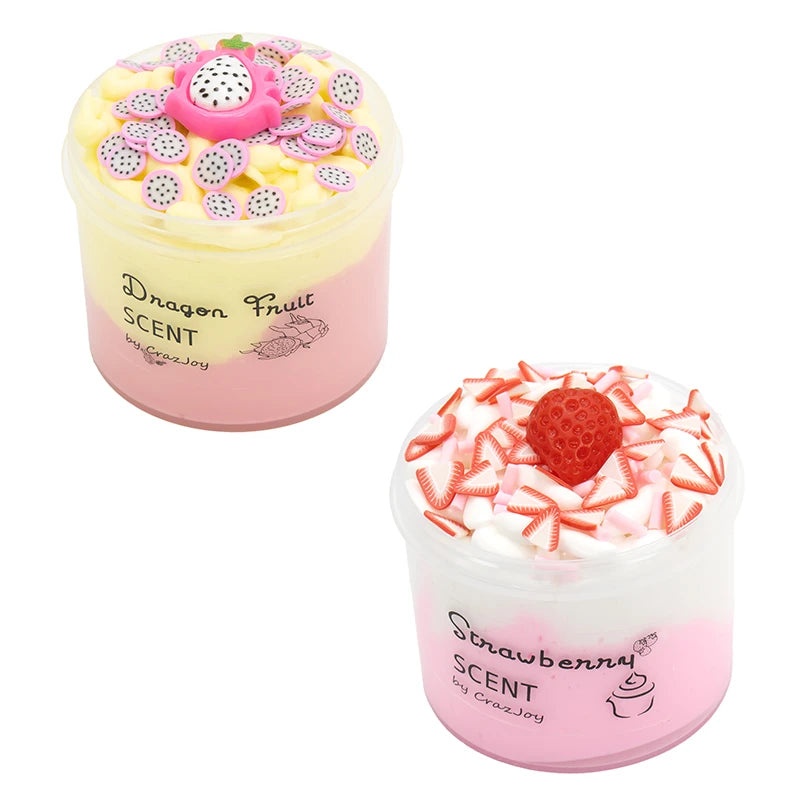 70ml Butter Fluffy Slime Kit Fruit Bicolor Slime Super Soft Non-Sticky and Scented for Kids Ideal Birthday Party Favor Gift