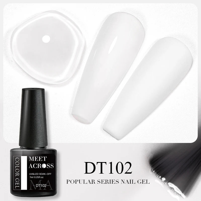 MEET ACROSS 7ml Reflective Glitter Gel Nail Polish Glitter Reflective Effect Semi Permanent UV LED Nail Art Gel Varnish Manicure