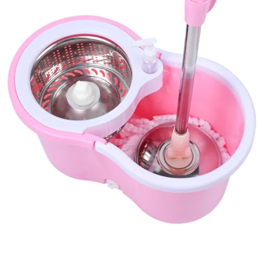 Cute Pink Mop and Bucket Set with 3 Extra Refills Pink